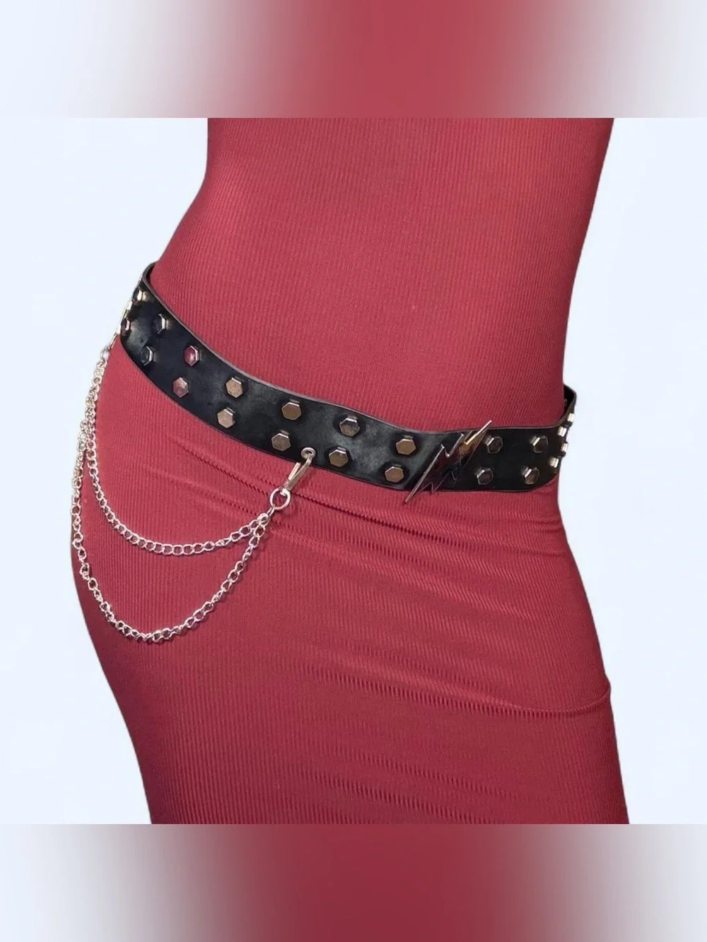 Goth Black Chain Stud Belt!